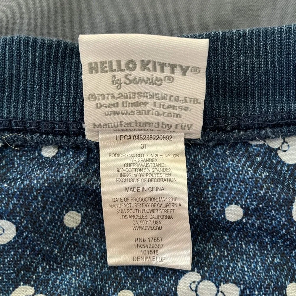 Hello Kitty Girls Light Blue Denim Jacket 3T Beanie Hat Cuteness Tote Bag